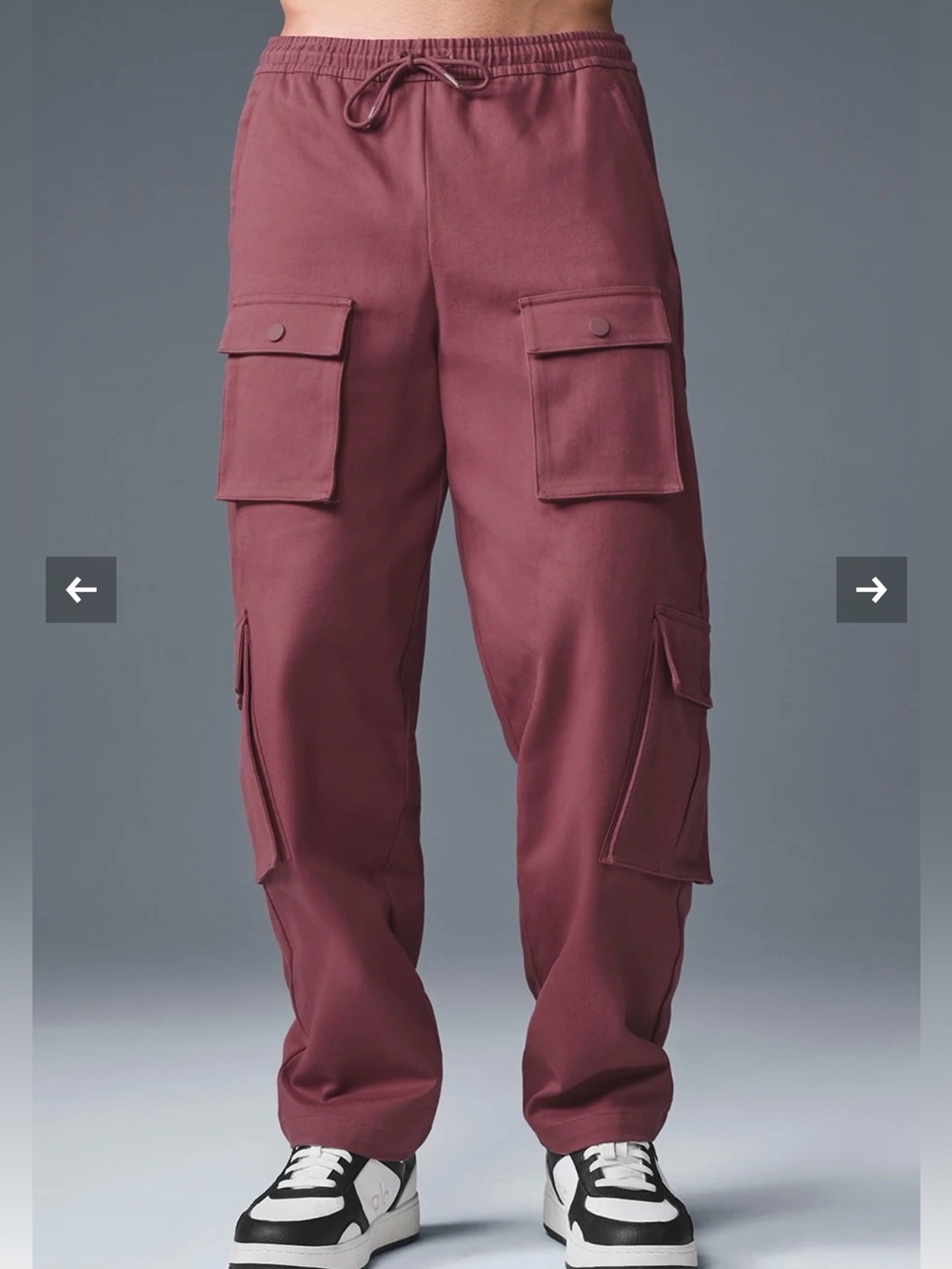 ALO Yoga Men’s Cargo Pants in Burgundy Truffle Size S